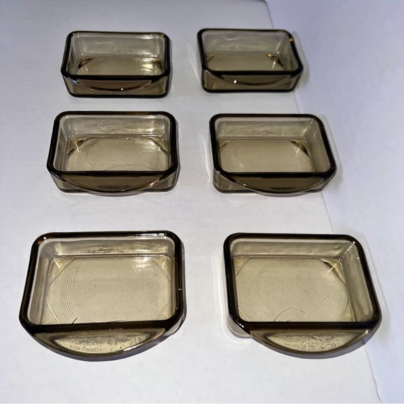 💠 6 MCM Danish Cabaret Glass Trays Bowls set vintage Denmark tinted EUC dishes - Picture 3 of 16